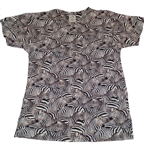 The Original Banana Scrubs Top w/ Zebra Print - Picture 2 of 4